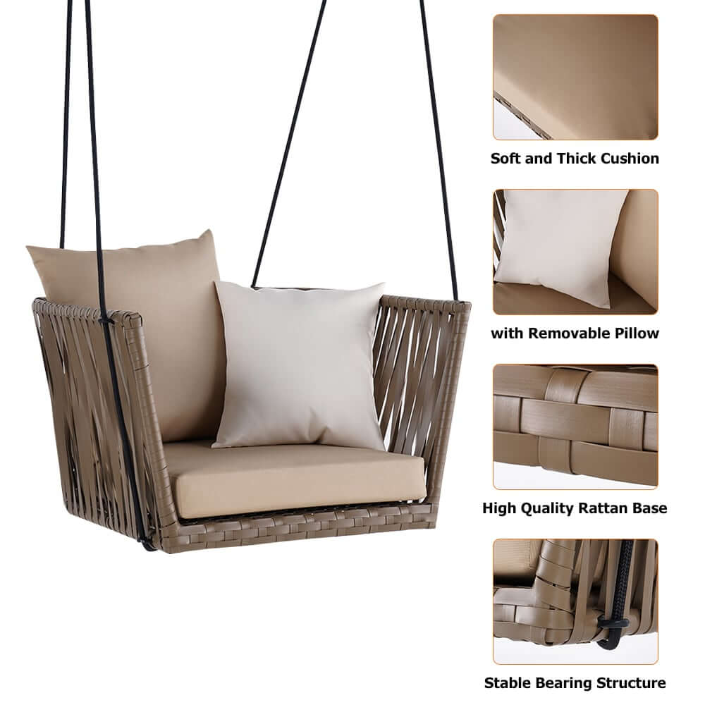 Khaki Traditional Weather-Resistant Arm Chair with Cushion