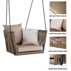 Khaki Traditional Weather-Resistant Arm Chair with Cushion