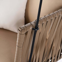 Khaki Traditional Weather-Resistant Arm Chair with Cushion