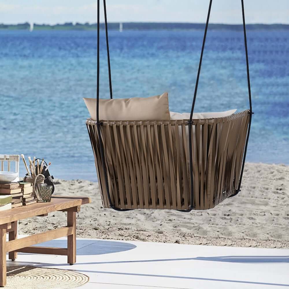 Khaki Traditional Weather-Resistant Arm Chair with Cushion