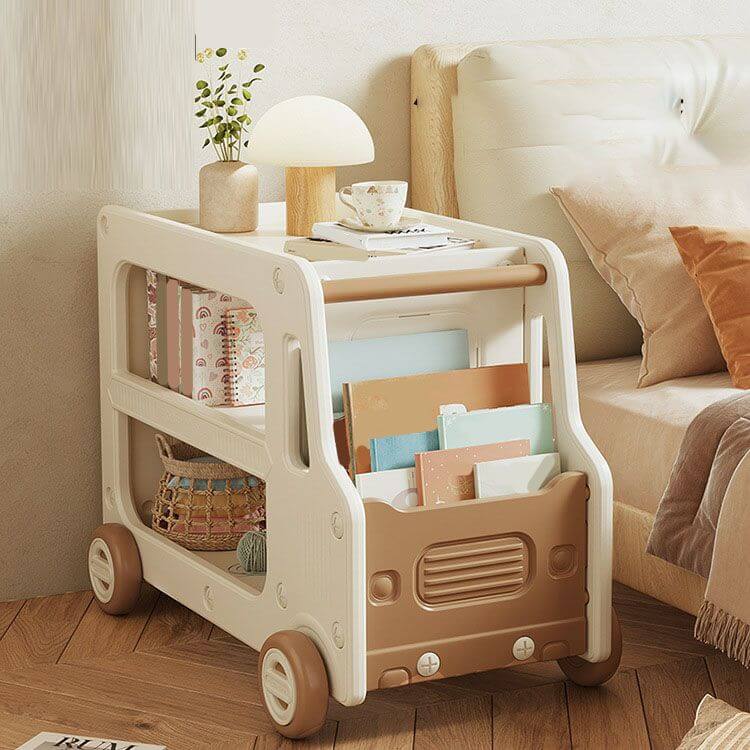 Kids' Car-Shaped Storage Unit with Open Shelves and Mobility Casters