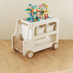 Kids' Car-Shaped Storage Unit with Open Shelves and Mobility Casters