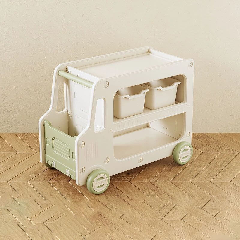 Kids' Car-Shaped Storage Unit with Open Shelves and Mobility Casters