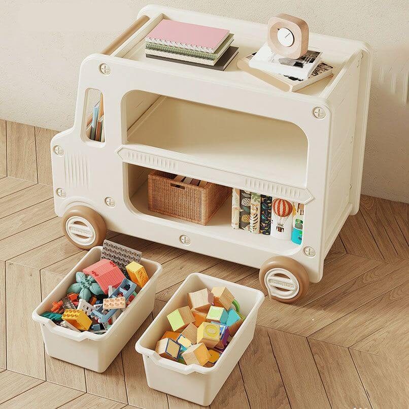 Kids' Car-Shaped Storage Unit with Open Shelves and Mobility Casters