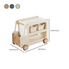 Kids' Car-Shaped Storage Unit with Open Shelves and Mobility Casters Dimensions