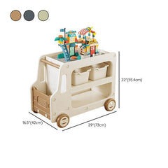Kids' Car-Shaped Storage Unit with Open Shelves and Mobility Casters Dimensions