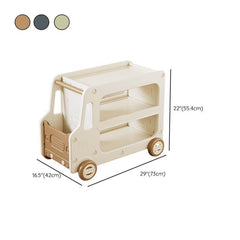Kids' Car-Shaped Storage Unit with Open Shelves and Mobility Casters Dimensions