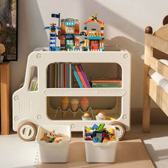 Kids' Car-Shaped Storage Unit with Open Shelves and Mobility Casters Main Product Image