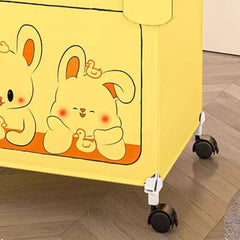 Kids' Wheeled Toy Box with Playful Rabbit Art and Carry Handle