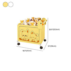 Kids' Wheeled Toy Box with Playful Rabbit Art and Carry Handle Dimensions