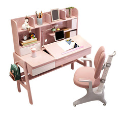 Kids Writing Desk Set with Tilt-Top and Storage Hutch