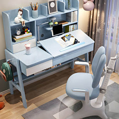 Kids Writing Desk Set with Tilt-Top and Storage Hutch