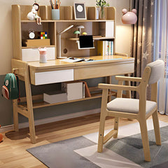 Kids Writing Desk Set with Tilt-Top and Storage Hutch