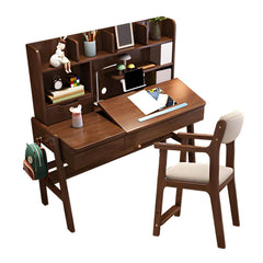 Kids Writing Desk Set with Tilt-Top and Storage Hutch