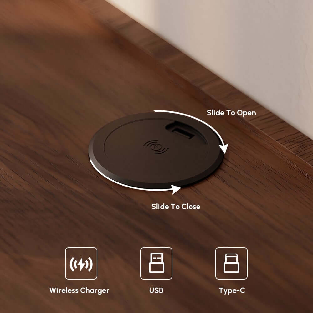 King Modern Walnut Bed With Wireless Charging & LED Lights