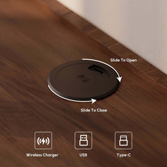 King Modern Walnut Bed With Wireless Charging & LED Lights