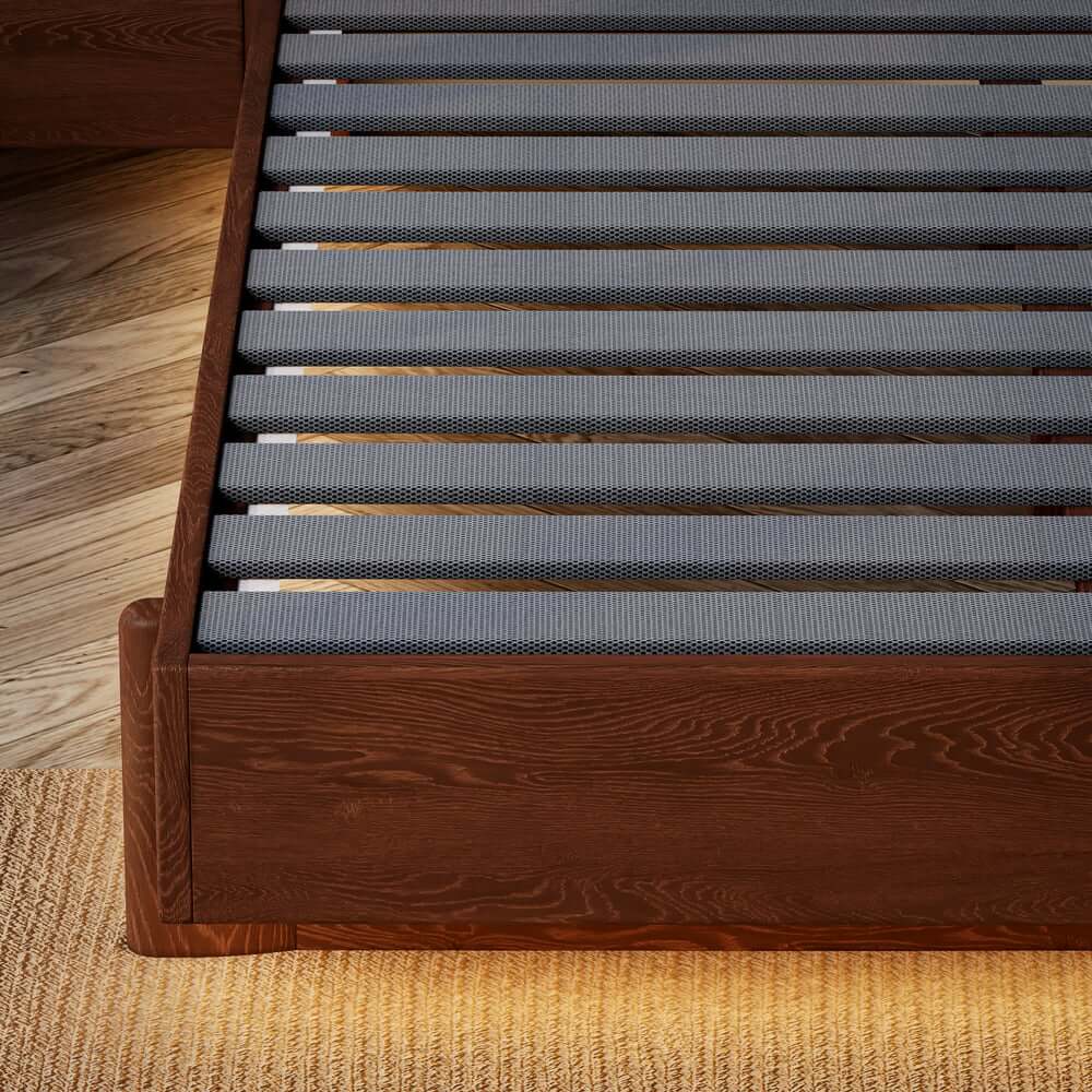 King Modern Walnut Bed With Wireless Charging & LED Lights