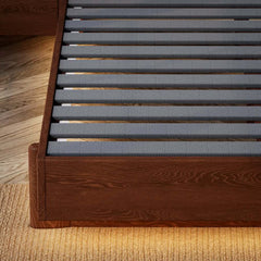 King Modern Walnut Bed With Wireless Charging & LED Lights