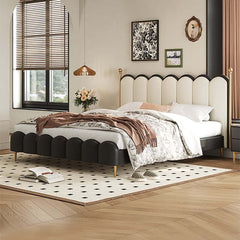 King Platform Bed with Black & White Piano Headboard