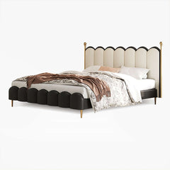 King Platform Bed with Black & White Piano Headboard