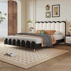 King Platform Bed with Black & White Piano Headboard