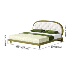 King Platform Bed With Boucle Upholstery & Oval Headboard Dimensions