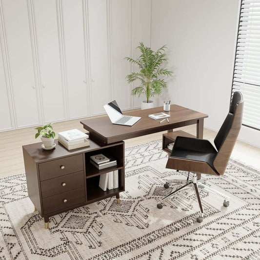 L-Shaped Office Desk And Chair Set With Storage Main Product Image