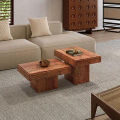 Layered Travertine Coffee Table Nest Set With Sculpted Form and Soft Edges