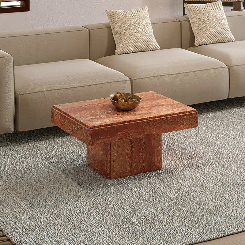 Layered Travertine Coffee Table Nest Set With Sculpted Form and Soft Edges