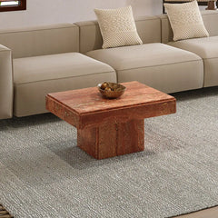 Layered Travertine Coffee Table Nest Set With Sculpted Form and Soft Edges
