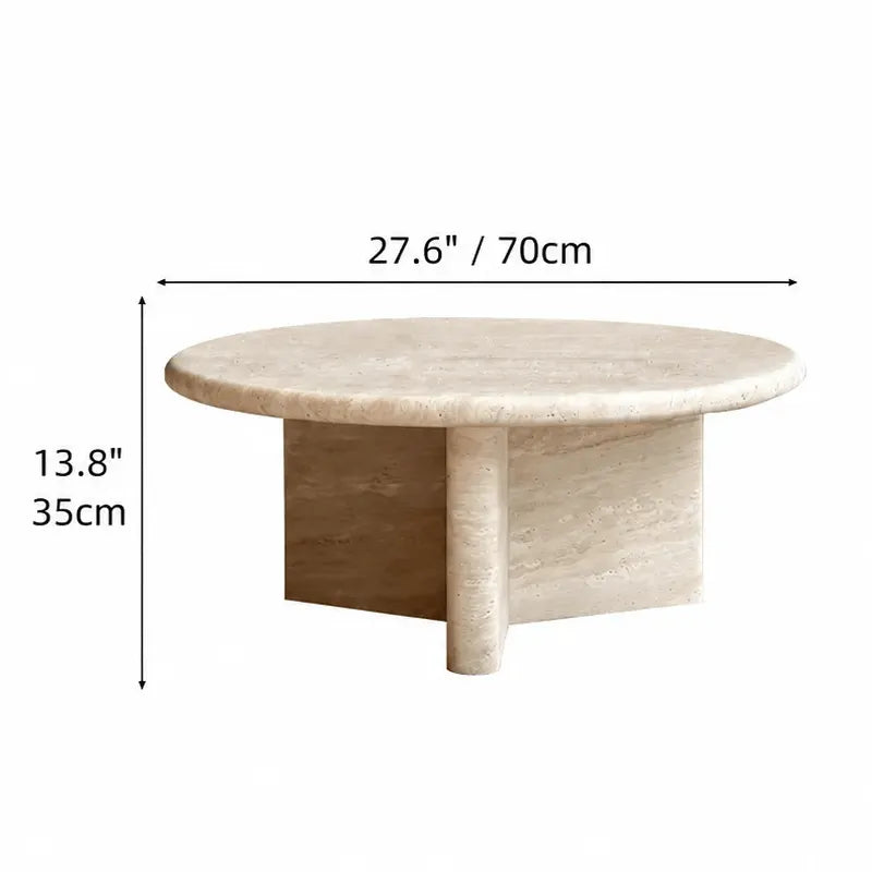 Layered Travertine Coffee Table Set with Sculptural Y Base
