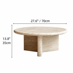 Layered Travertine Coffee Table Set with Sculptural Y Base