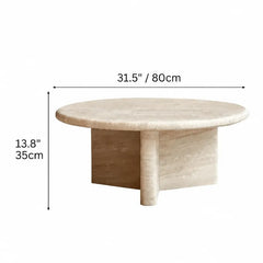 Layered Travertine Coffee Table Set with Sculptural Y Base