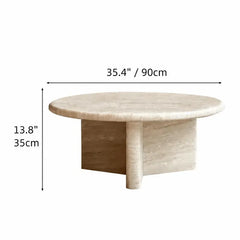 Layered Travertine Coffee Table Set with Sculptural Y Base