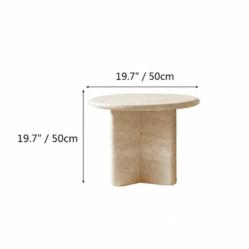 Layered Travertine Coffee Table Set with Sculptural Y Base