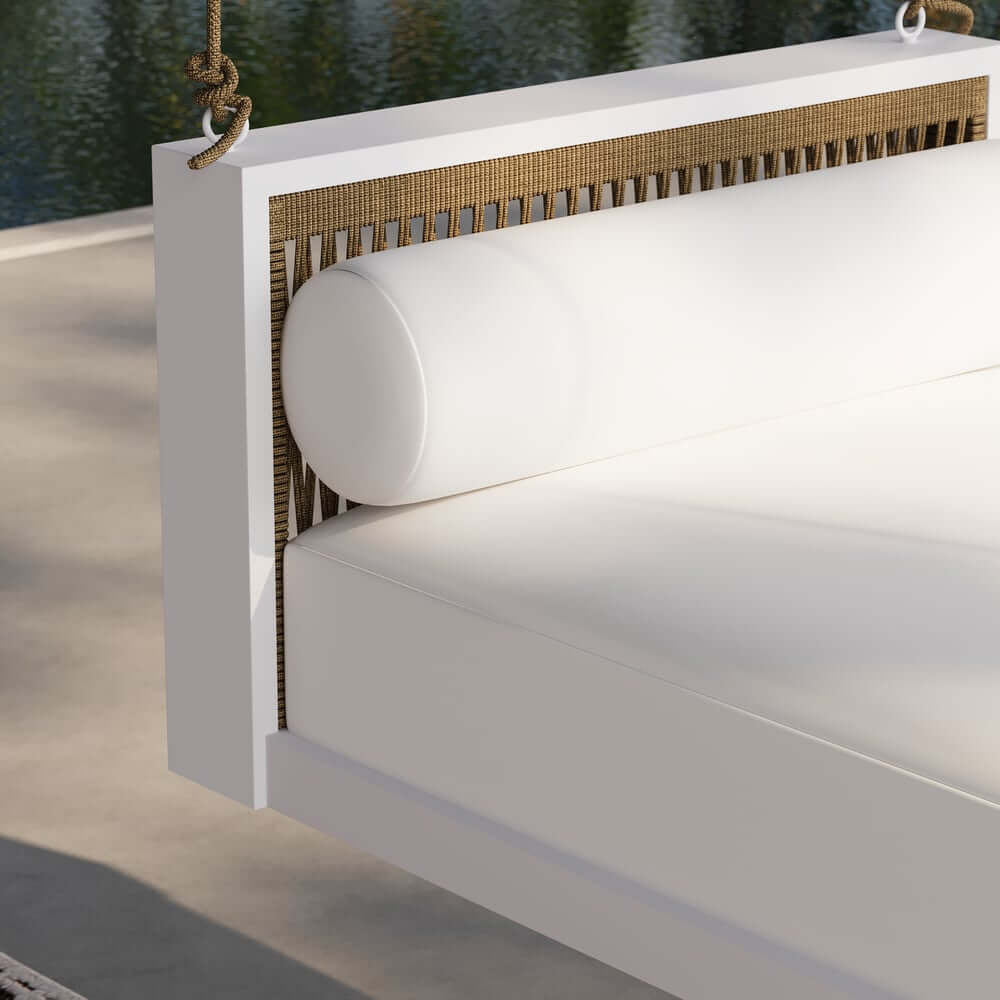 Light Gray Hanging Swing Bed with Aluminum Frame and Cushions