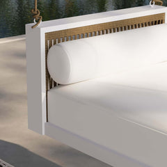 Light Gray Hanging Swing Bed with Aluminum Frame and Cushions