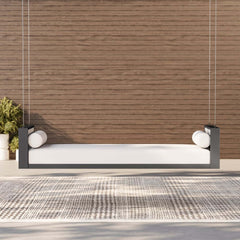 Light Gray Hanging Swing Bed with Aluminum Frame and Cushions