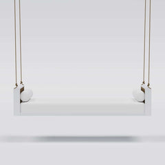 Light Gray Hanging Swing Bed with Aluminum Frame and Cushions