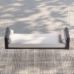 Light Gray Hanging Swing Bed with Aluminum Frame and Cushions