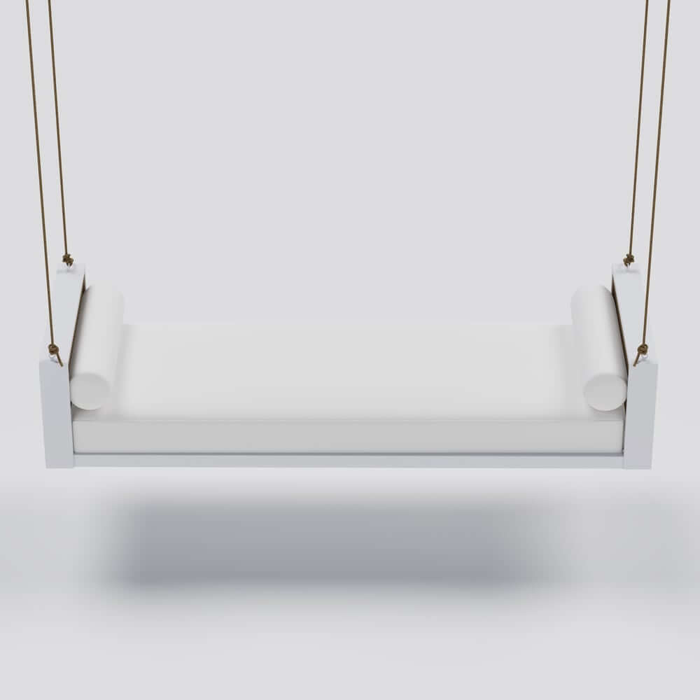 Light Gray Hanging Swing Bed with Aluminum Frame and Cushions