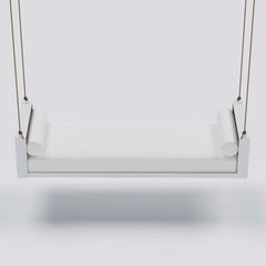 Light Gray Hanging Swing Bed with Aluminum Frame and Cushions