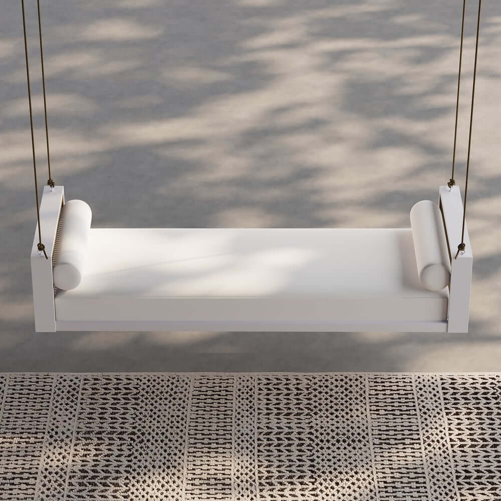 Light Gray Hanging Swing Bed with Aluminum Frame and Cushions