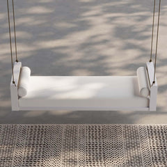 Light Gray Hanging Swing Bed with Aluminum Frame and Cushions