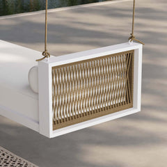 Light Gray Hanging Swing Bed with Aluminum Frame and Cushions