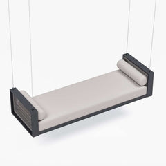 Light Gray Hanging Swing Bed with Aluminum Frame and Cushions
