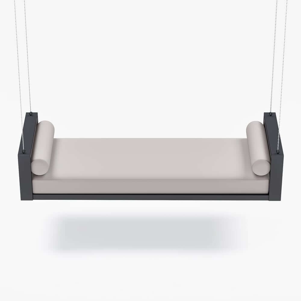 Light Gray Hanging Swing Bed with Aluminum Frame and Cushions