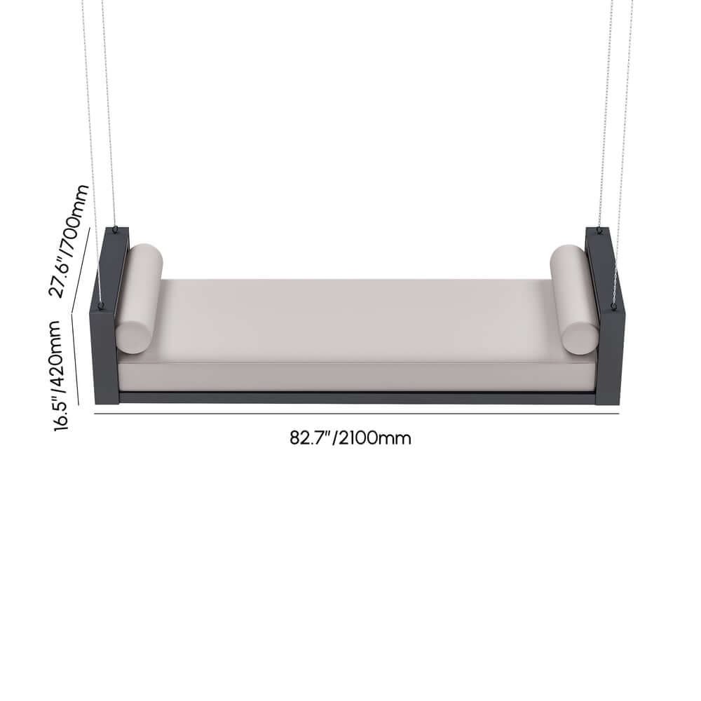 Light Gray Hanging Swing Bed with Aluminum Frame and Cushions Dimensions