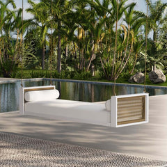 Light Gray Hanging Swing Bed with Aluminum Frame and Cushions Main Product Image