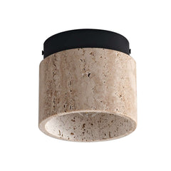 Light Khaki Travertine 1-Light Flush Mount Ceiling Light Fixture